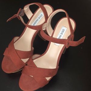 Brunt orange platform heels new